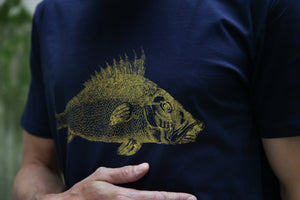 tshirt cotton siebdruck screenprinting HQ wood fish vintage zoology 1800s handdruck