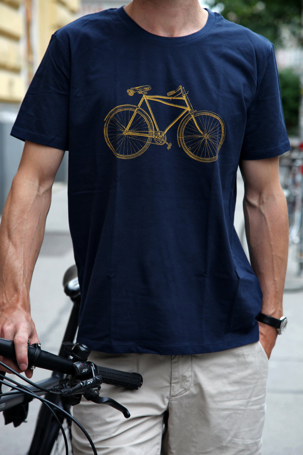 Tshirt biologic cotton handdruck hand-printed siebdruck screen-pring bike