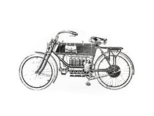 Load image into Gallery viewer, vintage moto-bike screen-printed Illustration old books technic engineering